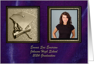 2024 Cap & Diploma Photo Card, Graduation Commencement, Purple & Gold card