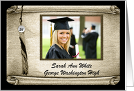 Tassel on Scroll Photo Card, Graduation Commencement Ceremony, Gold card