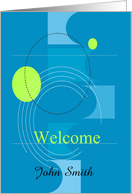Welcome New Employee, Business, Circles and Curves, Green and Blue card