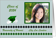 Green Diamond, Cap & Diploma Photo Card, Graduation Announcement card