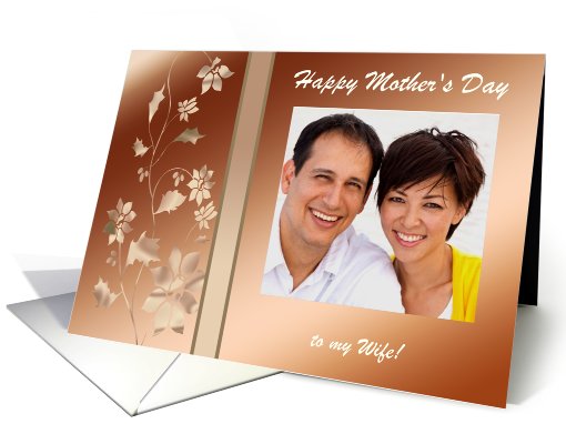 Mother's Day Photo Card, Cream and Copper Flowers card (916941)