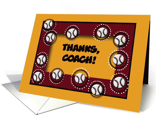 Thanks to T-Ball Coach, Maroon and Gold, Custom Text card (917020)