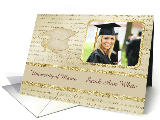 Cap and Diploma Photo Card, Graduation Announcement, Gold,... (917401)