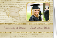 Cap and Diploma Photo Card, Graduation Announcement, Gold, Custom text card