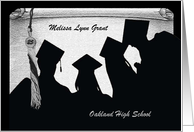 2023 Tassel on Scroll, Custom Text, Graduation Announcement, Silver card
