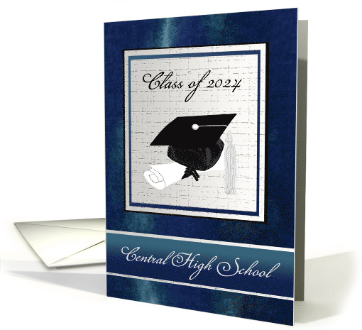 Cap and Diploma, Graduation Announcement, Silver & Blue,... (918042)