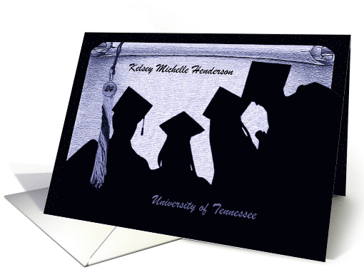 2024 Tassel on Scroll, Graduation Announcement, Blue, Custom Text card