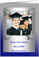 2024 Silver Caps and Diplomas, Graduation Announcement, Blue card