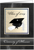 Black Cap & Diploma, Graduation Annoucement, Black & Gold, Custom Text card