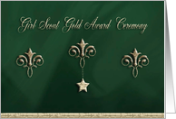 Girl Scout Gold Award Ceremony Invitation, Fleur de Lis Design card