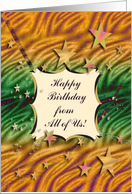 Happy Birthday from All of Us, Colorful Star Design card
