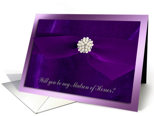 Purple Ribbon with Pearl Jewel, Matron of Honor card (927123)