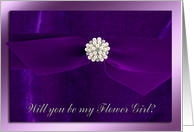 Purple Ribbon with Pearl Jewel, Flower Girl card