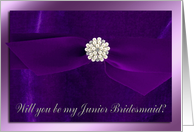 Purple Ribbon with Pearl Jewel, Junior Bridesmaid card