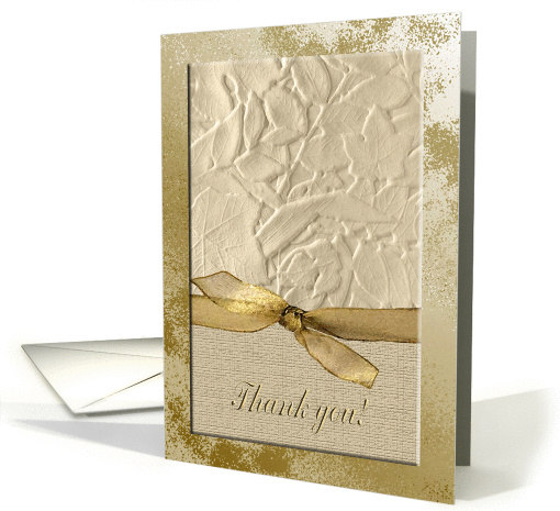 Thank You for the Referral, Gold Ribbon on Embossed Look Leaves card