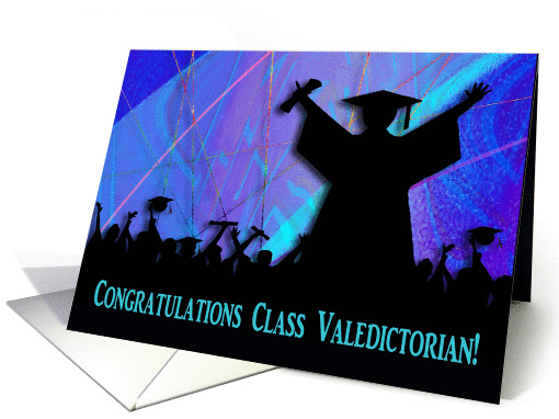 Congratulations Class Valedictorian, Purple and Blue Abstract card