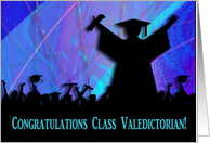 Congratulations Class Valedictorian, Purple and Blue Abstract card