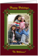 Holly Berry Branch Photo Card, Add your own photo and Text card