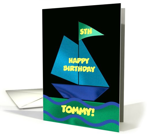 Sailboat Birthday, Blue and Green, Add your own Text card (936807)