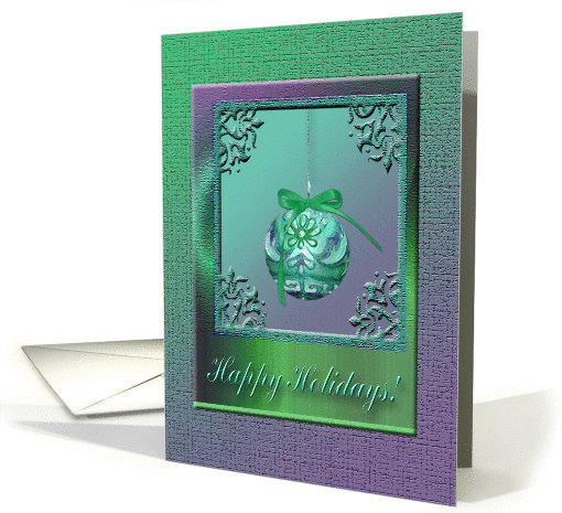 Flowered Ornament in Elegant Frame, Happy Holidays, Purple... (940155)