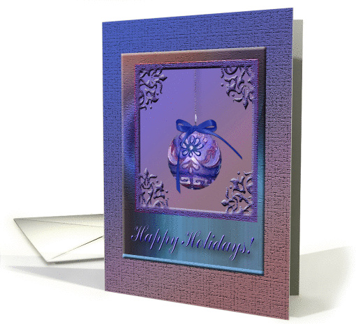 Flowered Ornament in Elegant Frame, Happy Holidays, Blue card (940160)