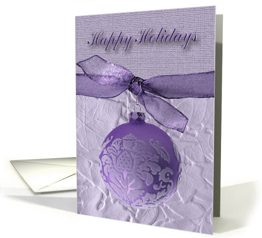 Purple Ornament with Ribbon, Happy Holidays card (941114)