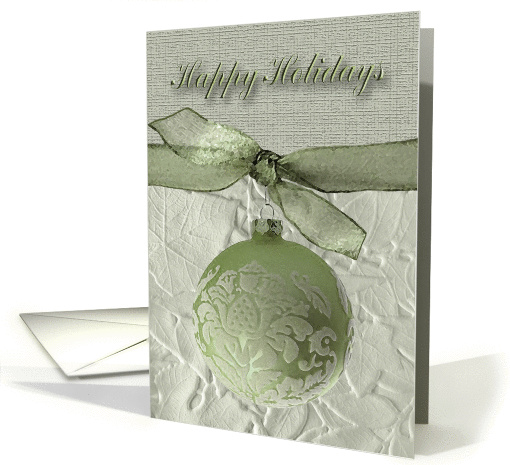 Green Ornament with Ribbon, Happy Holidays card (941118)