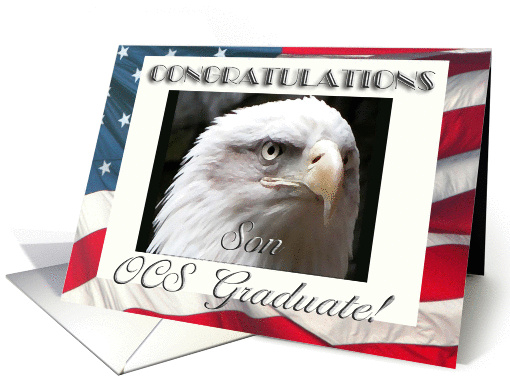 OCS Graduation Congratulations, Son, Eagle with Flag card (941894)