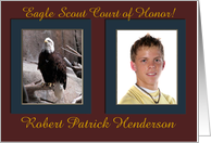 Photo Card, Eagle Scout Award Invitation, Eagle on Log card