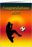 Congratulations MVP, Most Valuable Player, Boy with Soccer Ball card