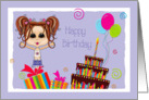 Cute Teen, Brunette, Cake, Presents, Happy Birthday card