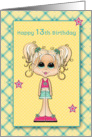 Cute Blonde Teen, 13th Birthday card