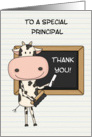 Cute Cow, Blackboard, Thank You, Principal card