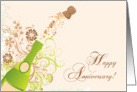 Popping Cork, Champagne Bottle, Happy Anniversary card
