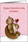 Cute Bear, Heart Lollipop, Valentine’s Day, Grandson card