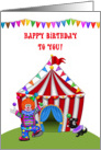 Juggling Clown, Circus Tent, Birthday Greeting card