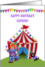 Juggling Clown, Circus Tent, Nephew Birthday Greeting card