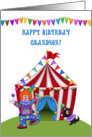 Juggling Clown, Circus Tent, Grandson Birthday Greeting card