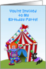 Juggling Clown, Circus Tent, Birthday Party Invitation card