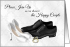 Bride, Groom Wedding Shoes and Rings, Couples Shower Invitation card