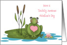 Cute Frog, Lily Pad, Toadally Awesome Valentine’s Day Greeting card