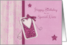 Magenta Sparkle Tag, Special Niece, Birthday Greeting card
