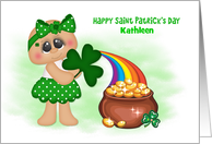 Little Girl, Pot of Gold, Rainbow, Saint Patrick’s Day, Personalize card