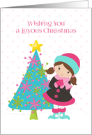 Sweet Brunette Girl, Joyous Christmas card