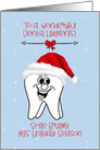 For Dental Hygienist Tooth Wearing Santa Hat card