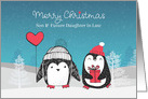 Son & Future Daughter in Law Winter Penguin Couple Merry Christmas card