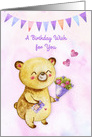 Birthday Bear with Flowers card