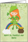 For Niece St. Patrick’s Day Girl on Rainbow card