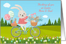 For Mom and Dad Easter Bunny On Bicycle in Spring card