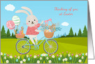 Thinking of You at Easter Bunny On Bicycle in Spring card